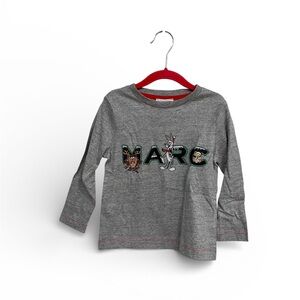 Marc Jacobs Gray Long Sleeve Kids Tee with Cartoon Design